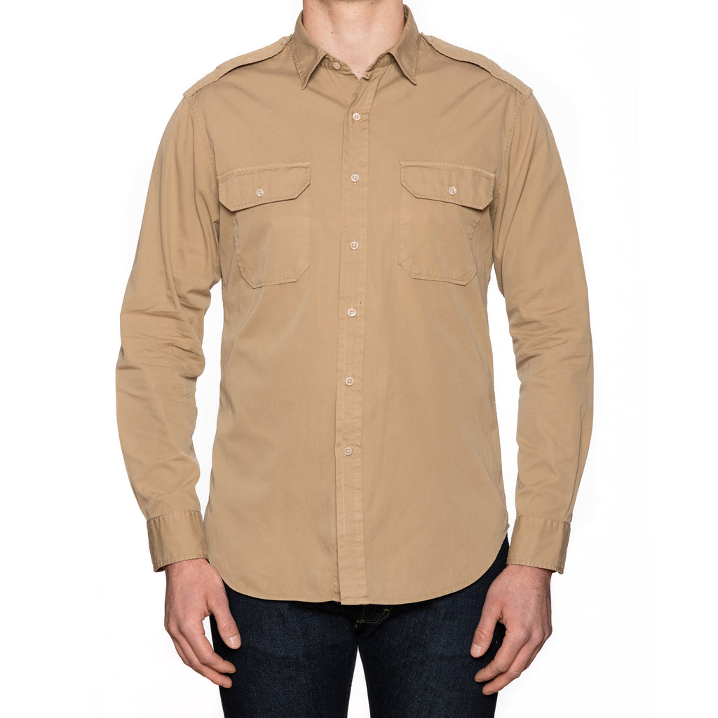 Ralph Lauren Black Label British Khaki Twill Cotton Military Shirt Epa Sartoriale