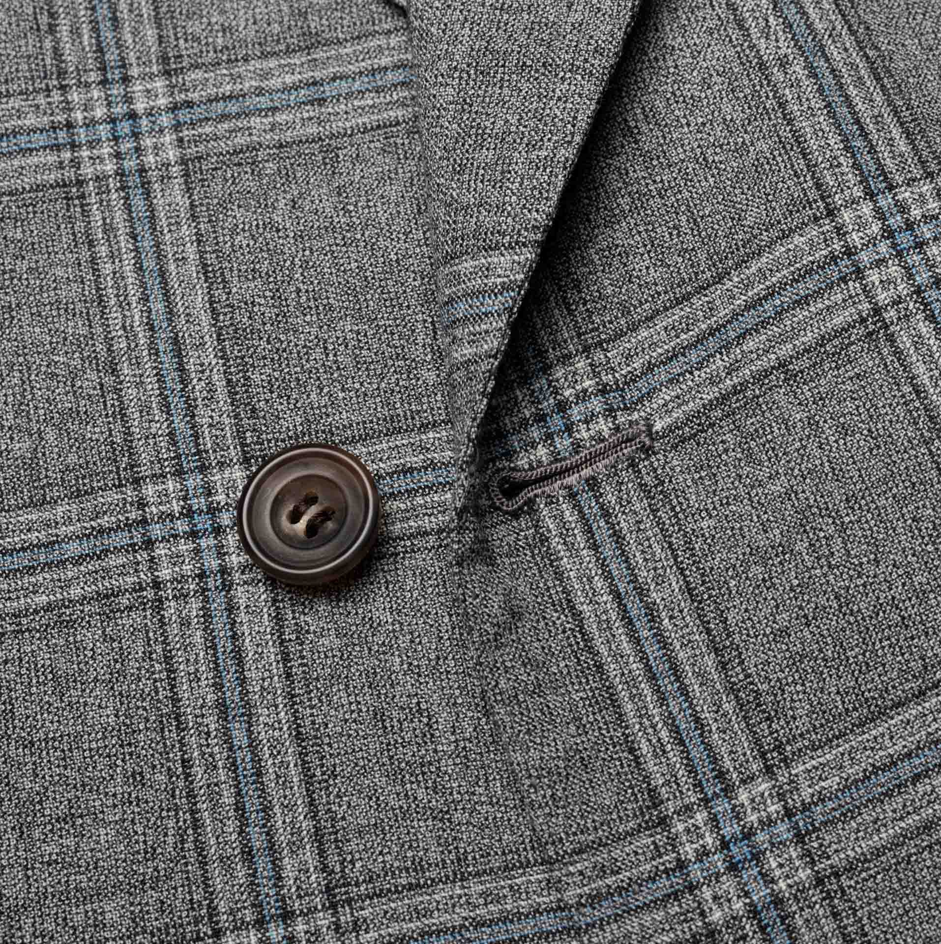 RUBINACCI LH Bespoke Hand Made Gray Plaid Wool DB Blazer Jacket EU 50 ...