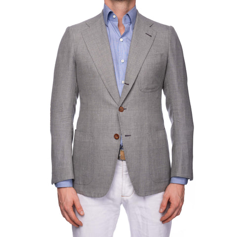 RUBINACCI LH Hand Made Bespoke Gray Striped Wool Super 140s Suit EU 54 ...