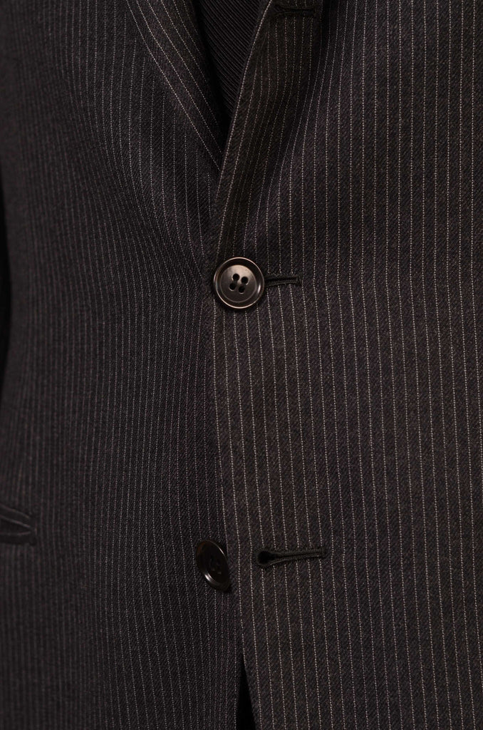 RUBINACCI LH Hand Made Bespoke Gray Striped Wool Business Suit EU 50 N ...