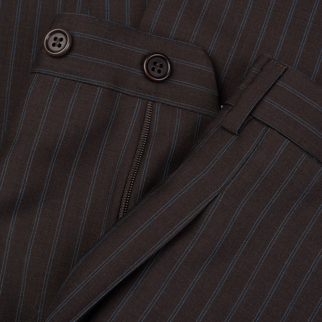 SARTORIA CASTANGIA Handmade Brown Striped Wool Super 120's Suit NEW ...
