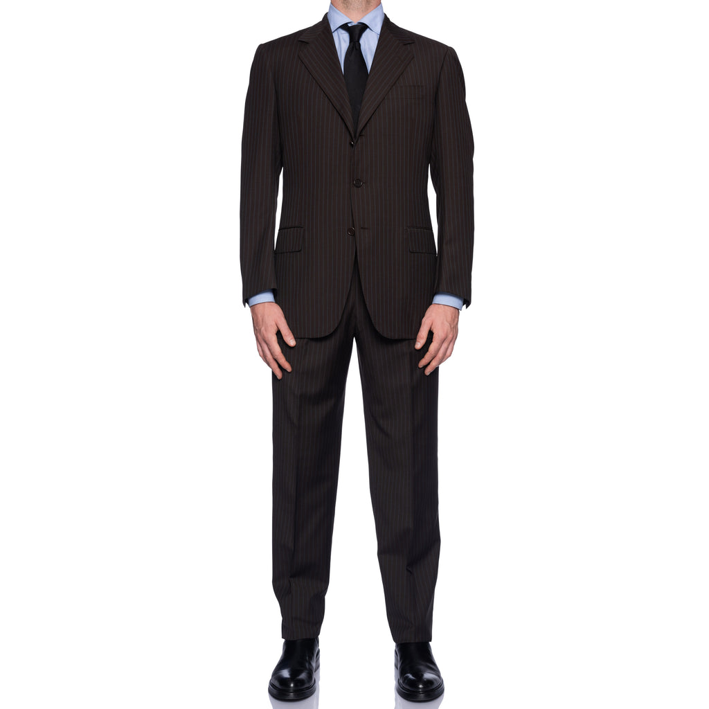 SARTORIA CASTANGIA Handmade Brown Striped Wool Super 120's Suit NEW ...