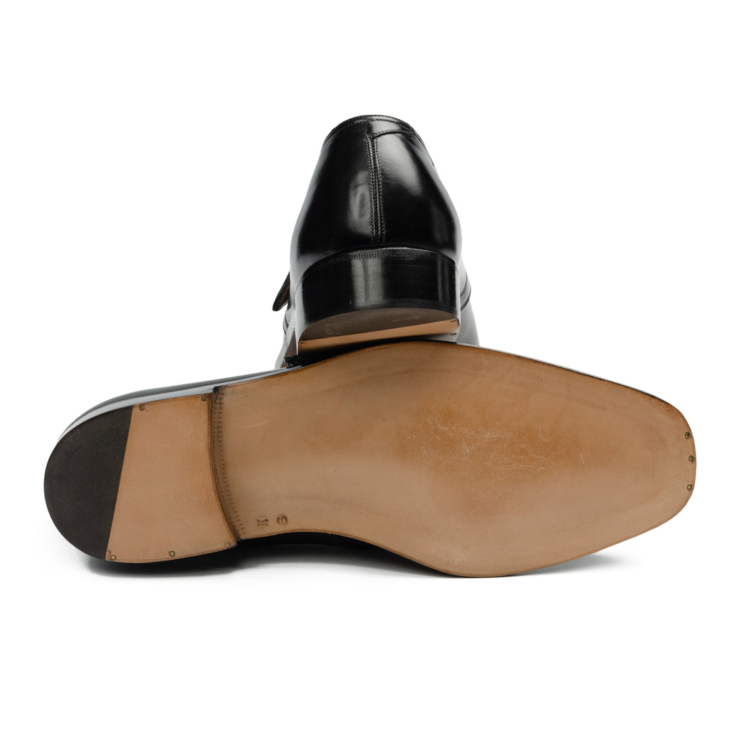 SILVANO LATTANZI Handmade Black Leather Single Monk Dress Shoes NEW US ...