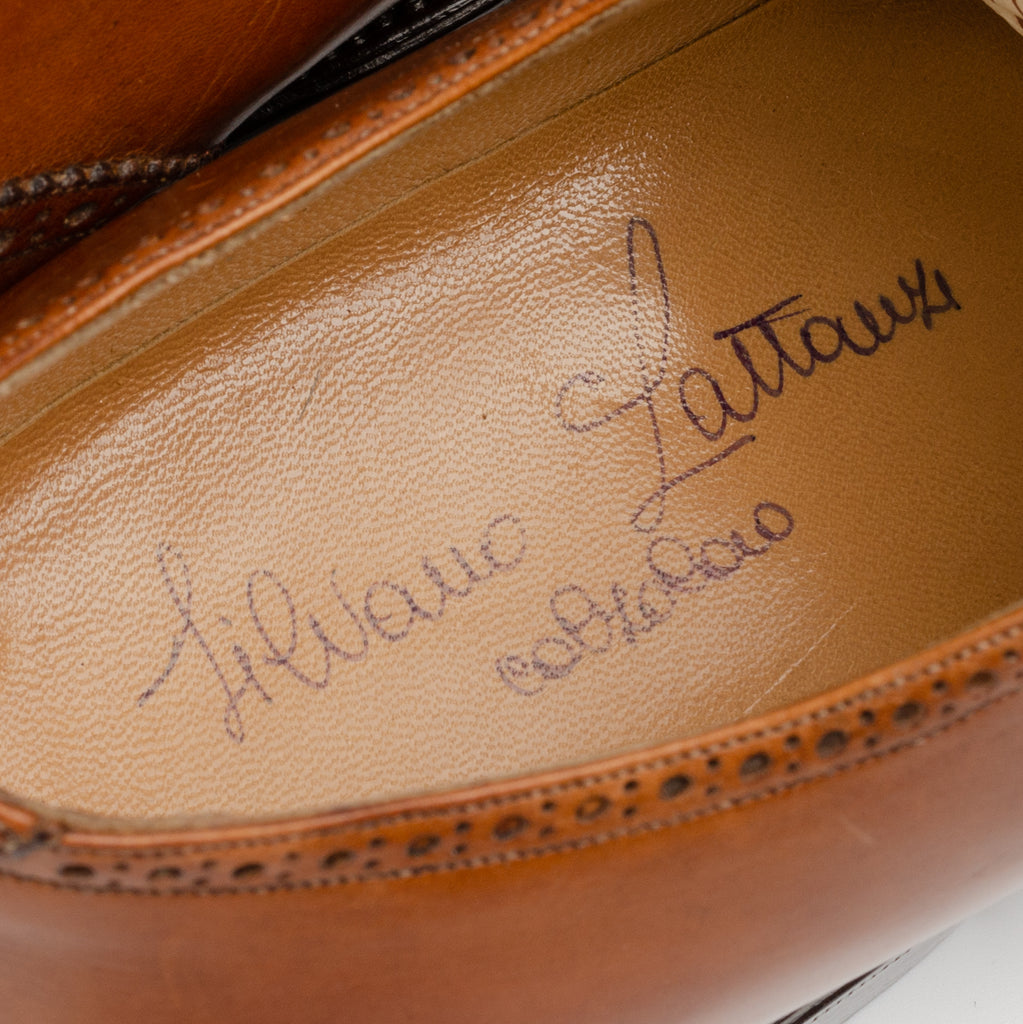 SILVANO LATTANZI Handmade Cognac Leather Cap Toe Oxford Dress Shoes NE ...