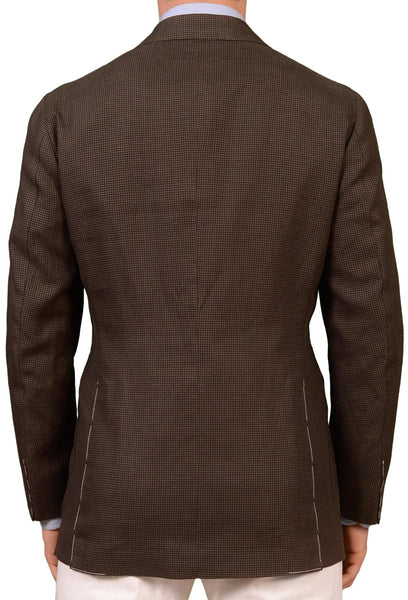 STILE LATINO Brown Shepherd's Check Linen - Cotton Blazer Jacket US 40 ...