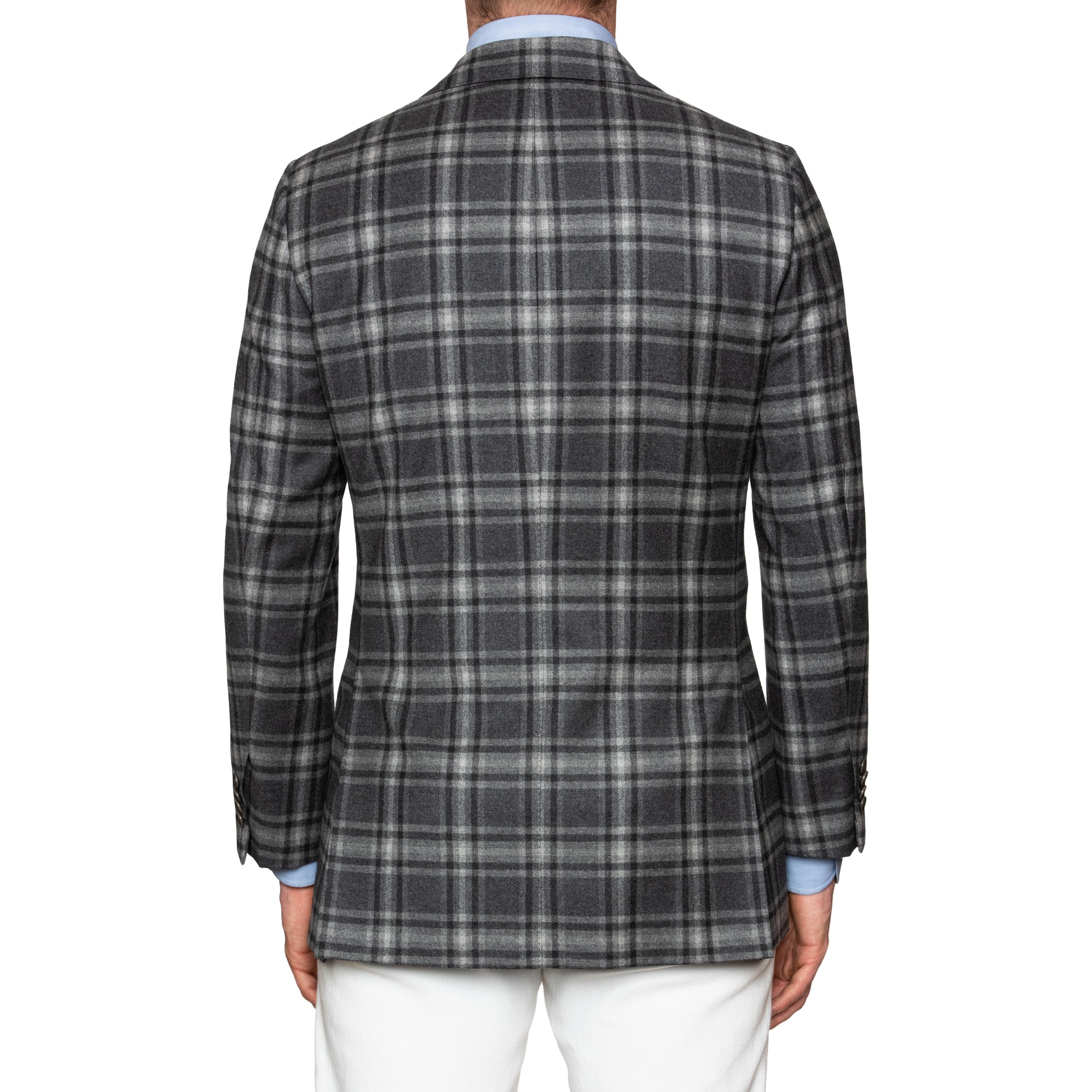 Sartoria PARTENOPEA Hand Made Gray Plaid Wool Cashmere Flannel Jacket ...