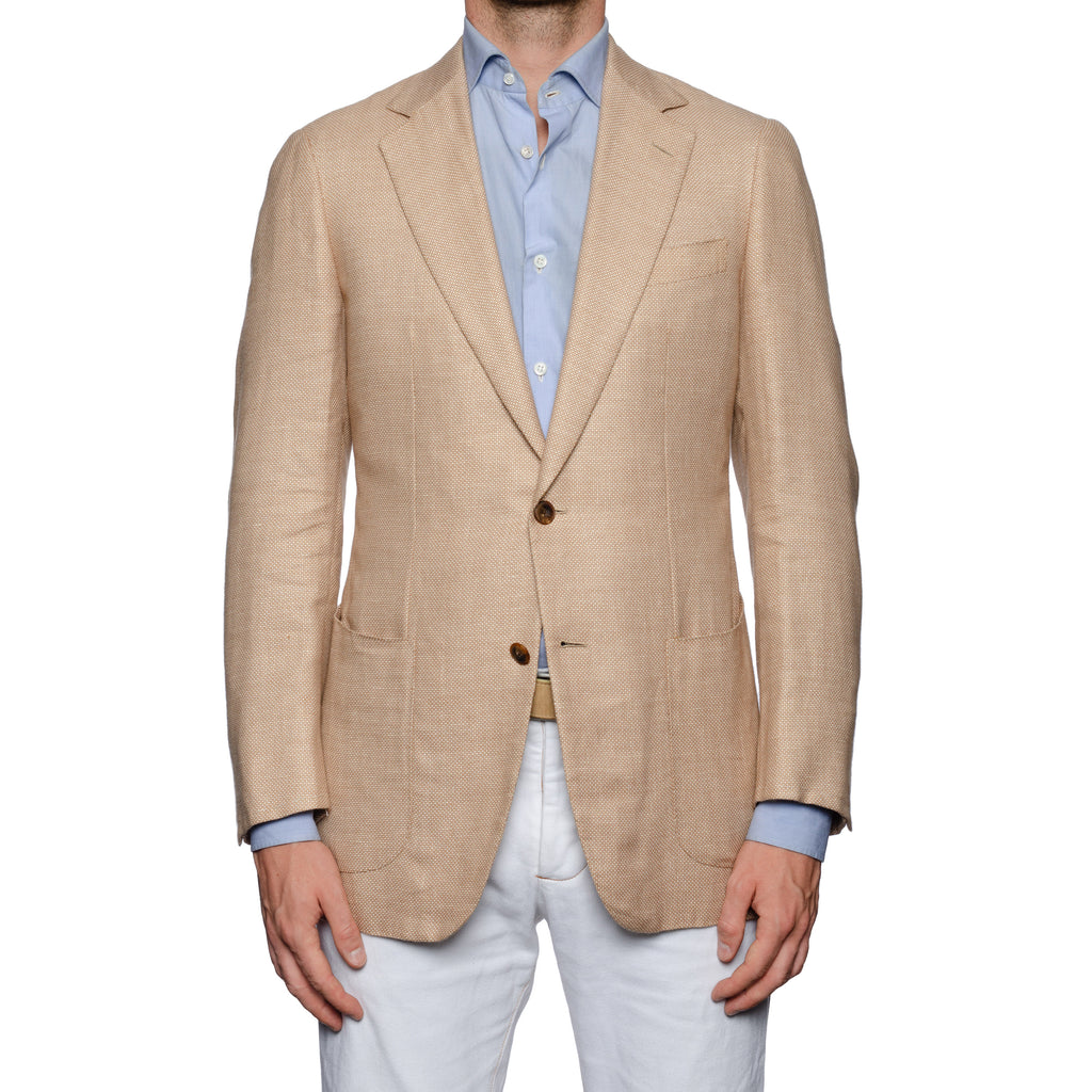 SARTORIA CASTANGIA Beige Hopsack Linen-Cashmere Unlined Jacket 50 NEW ...