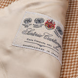 SARTORIA CASTANGIA Tan Houndstooth Silk-Wool Super 100's Jacket 52 NEW US 42