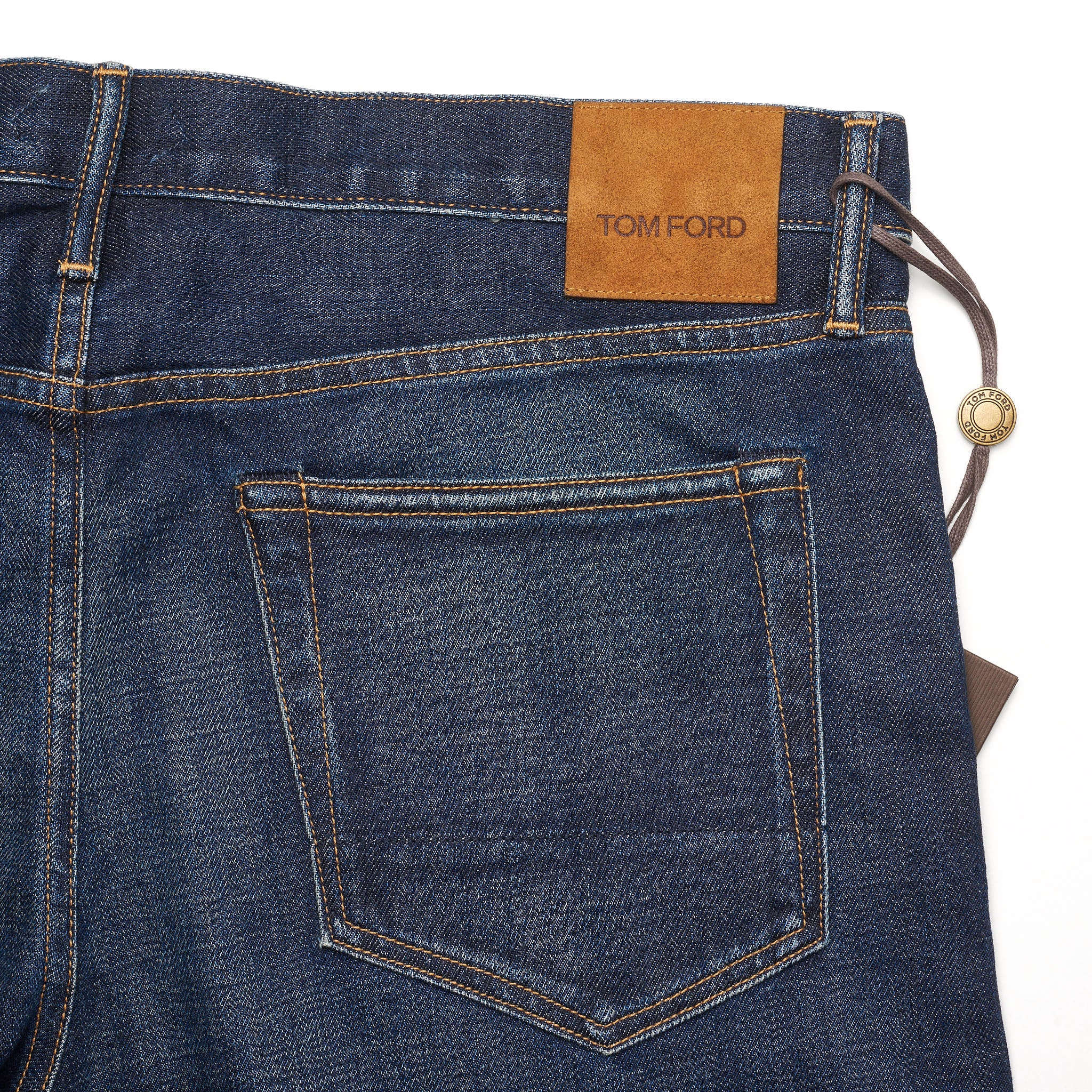 TOM FORD Blue Denim Stretch Selvedge Jeans Pants NEW US 38 Straight Fit