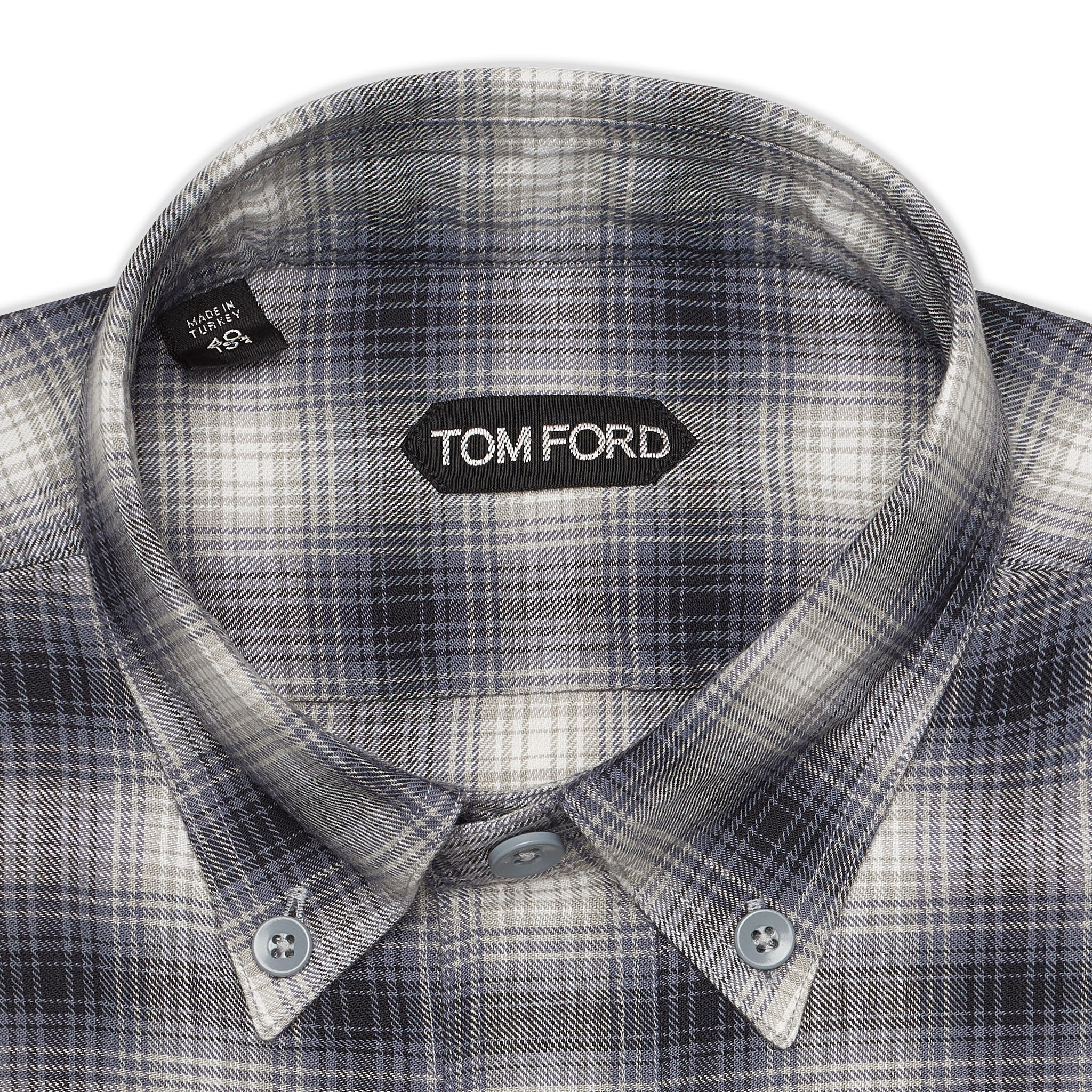 TOM FORD Gray Plaid Cotton Button-Down Military Casual Shirt NEW Slim –  SARTORIALE