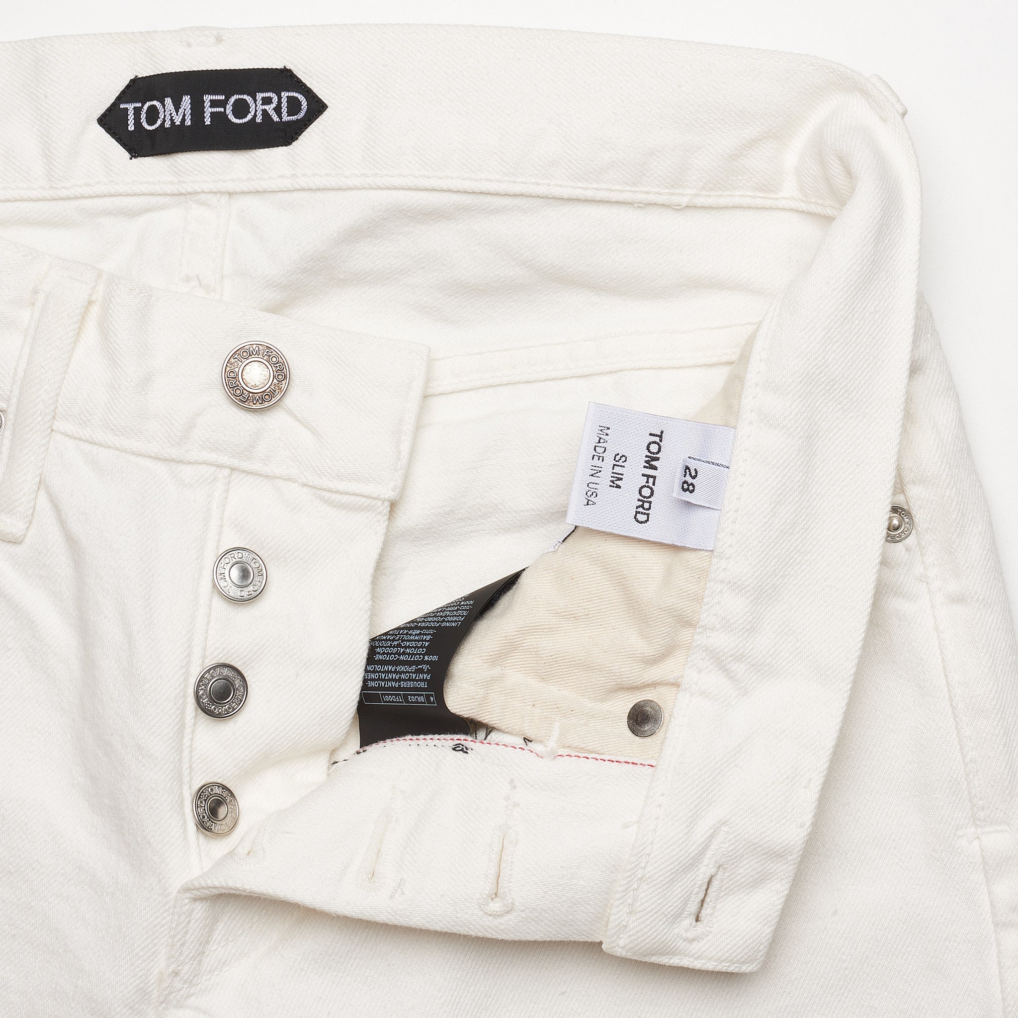 TOM FORD White Denim Selvedge Slim Fit Jeans Pants NEW US 28 USA Made –  SARTORIALE