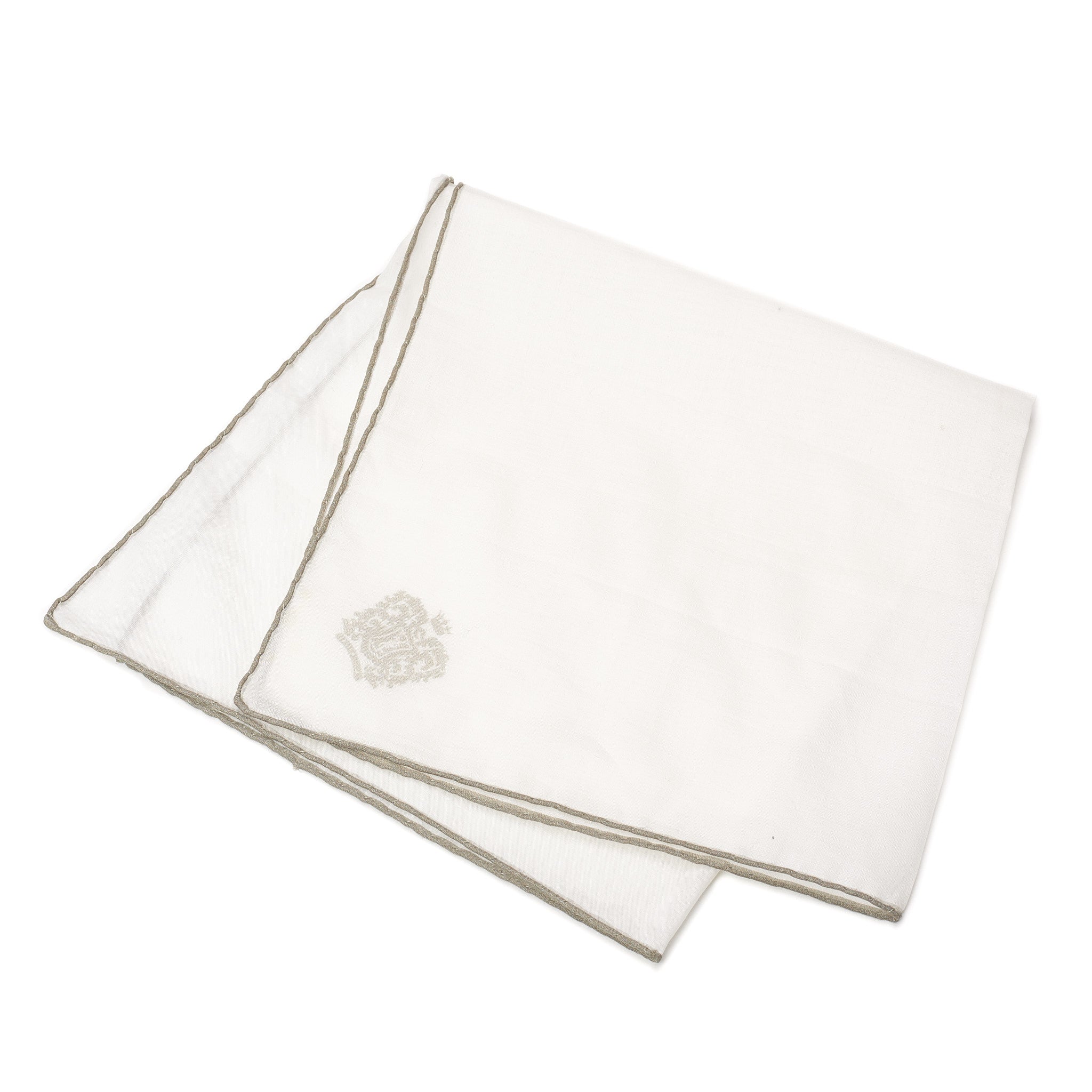 YVES SAINT LAURENT Solid White Cotton Pocket Square Pochette 41cm x 41cm