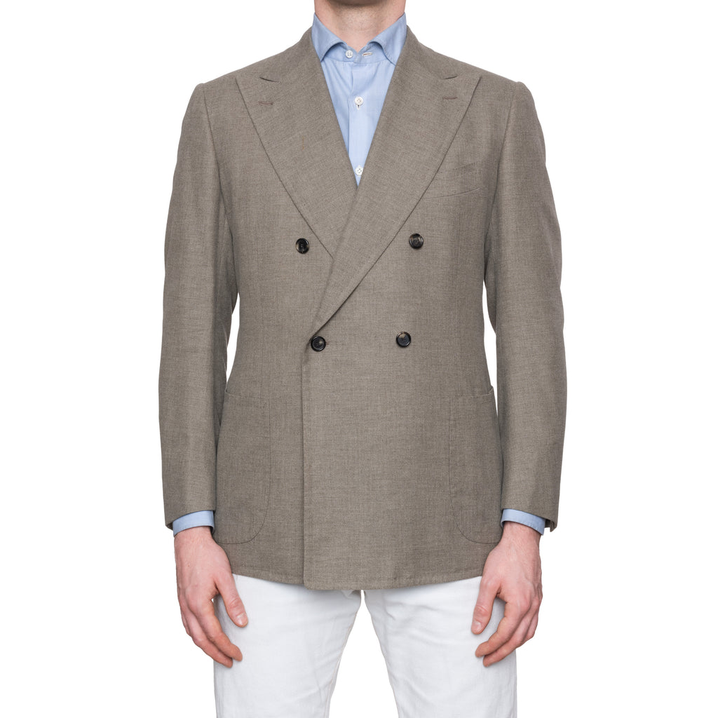 CESARE ATTOLINI for M Bardelli Bespoke Taupe Cotton Wool DB Jacket EU ...