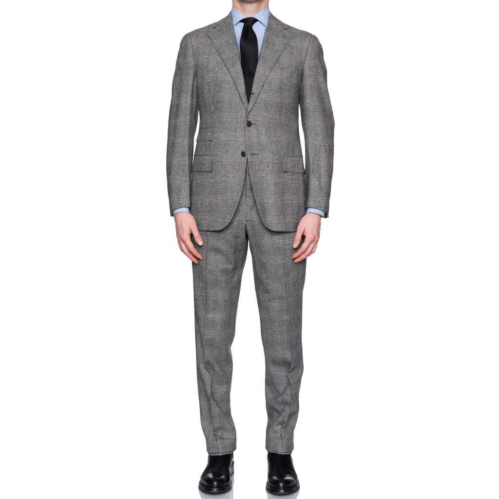 CESARE ATTOLINI Napoli Gray Glen Plaid Wool-Cashmere Flannel Suit 50 N ...