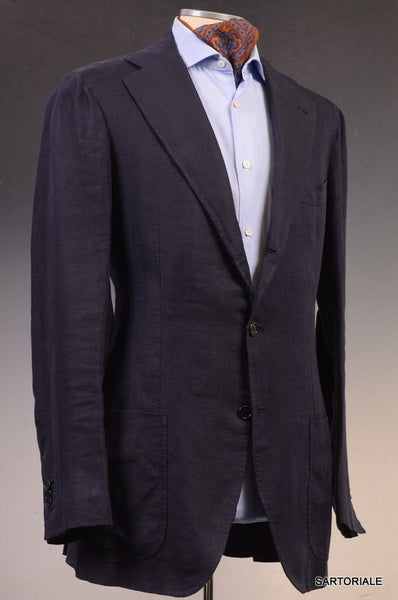 LA VERA SARTORIA Orazio Luciano Blue Herringbone Linen Blazer Jacket 4