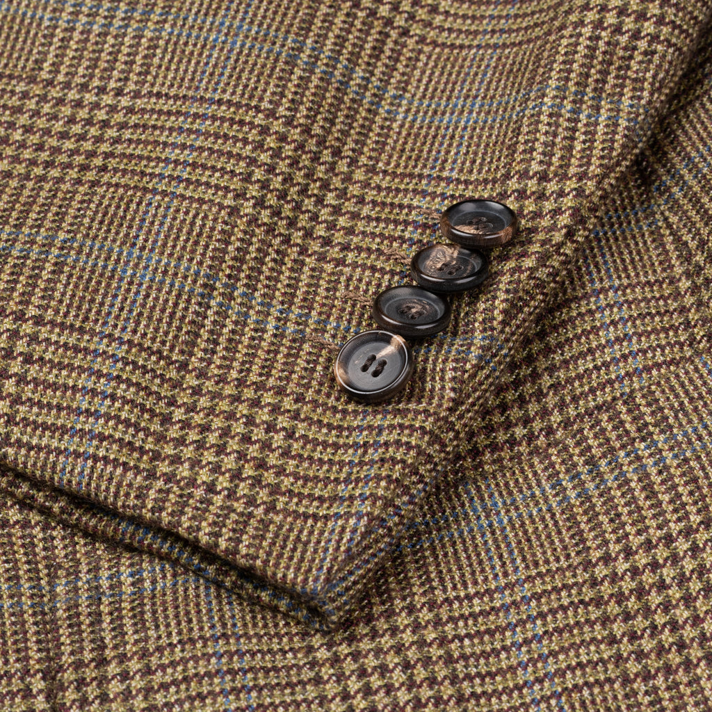 CESARE ATTOLINI Olive Prince of Wales Wool Cashmere Blazer Jacket 50 N ...