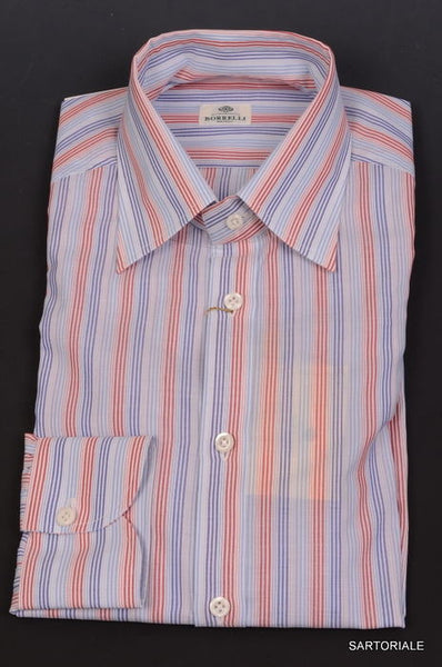 LUIGI BORRELLI Napoli Multi-Color Striped Cotton Dress Shirt US 15.5 N ...