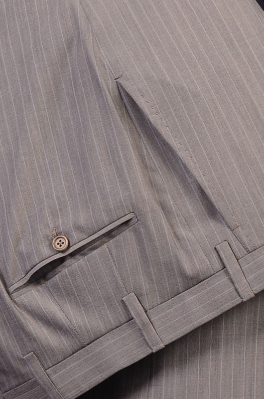KITON Napoli Hand Made Gray Striped 1 Button Peak Lapel Suit 52 L NEW ...