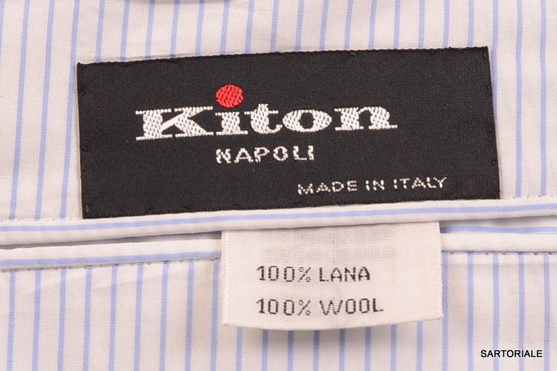 KITON Napoli Hand Made Gray Striped 1 Button Peak Lapel Suit 52 L NEW ...