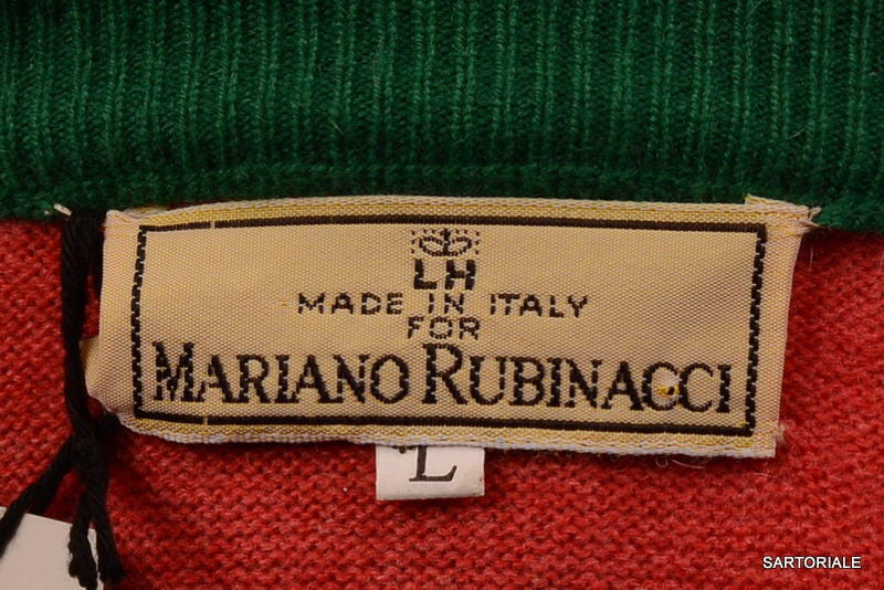 RUBINACCI Napoli Green-Red Striped Cashmere Crewneck Ribbed Sweater NE ...