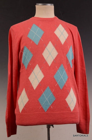 RUBINACCI Napoli Green-Red Striped Cashmere Crewneck Ribbed Sweater NE ...