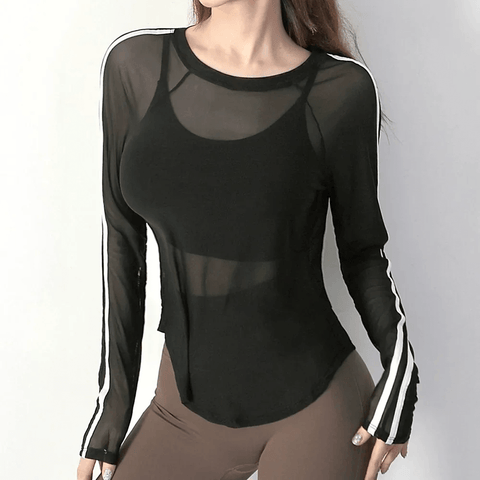 Elastic Slim Fit Yoga Top with Full Sleeves for Women.