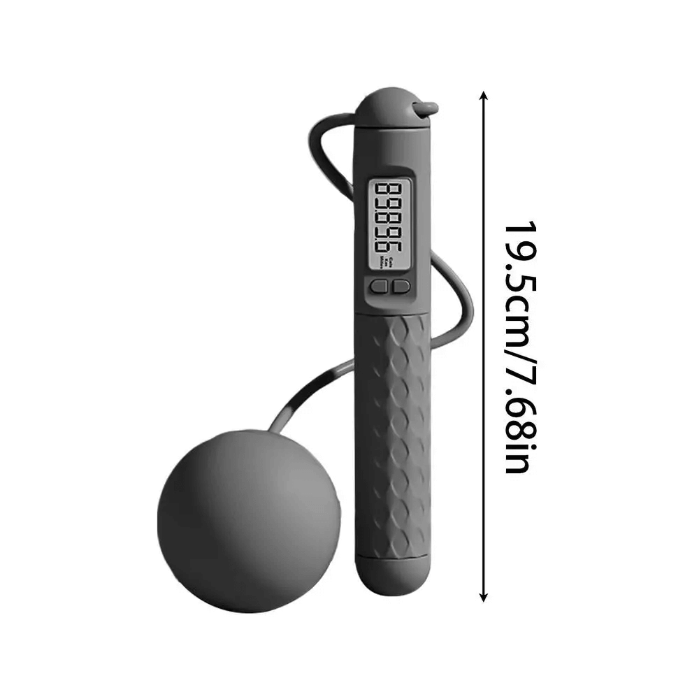 Cordless jump rope with anti-skid handle and weighted ball for fitness training.