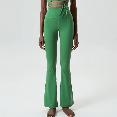Stylish Emerald Bell Bottoms With Tie-Up Detail.