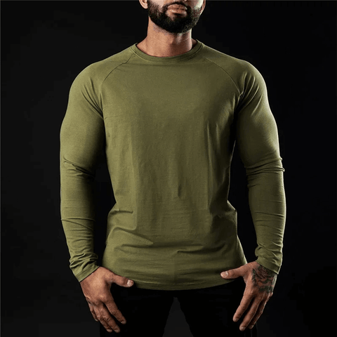 Fitness Bodybuilding Solid Color Long Sleeved Top.