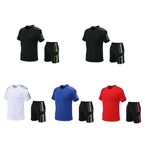 Sports Stripe Tee and Shorts Combo for Men.