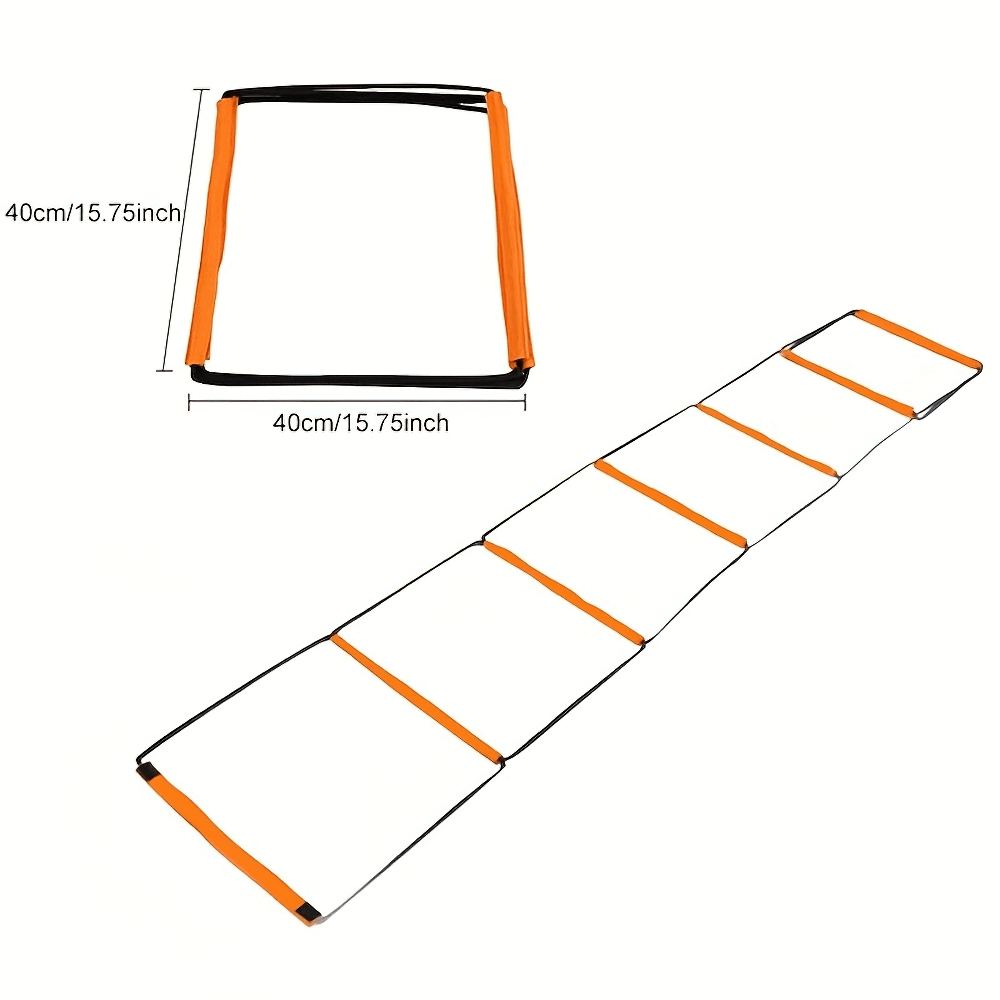 Modular orange and black agility training ladder with adjustable hurdle, ladder, and obstacle configurations.