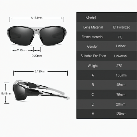 Durable Wrap-Around Athletic Shades UV Guard.