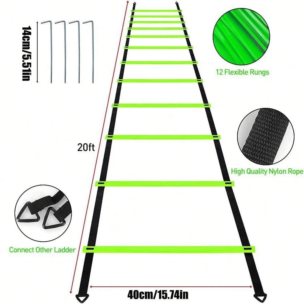 Pro Speed and Agility Training Set with Ladder, Parachute and Cones for athletic training