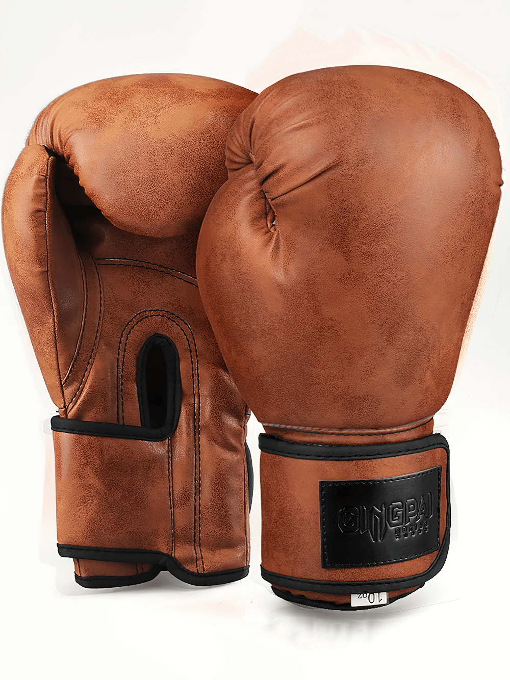 Durable PU leather boxing gloves designed for training and sparring with wrist support.
