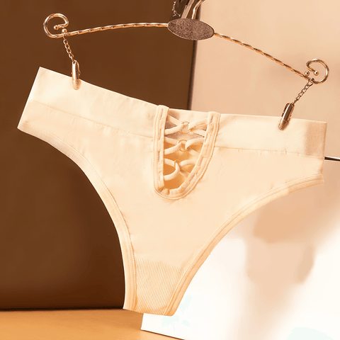 Stylish Low-Rise Thong Panties with Lace-Up Detail.