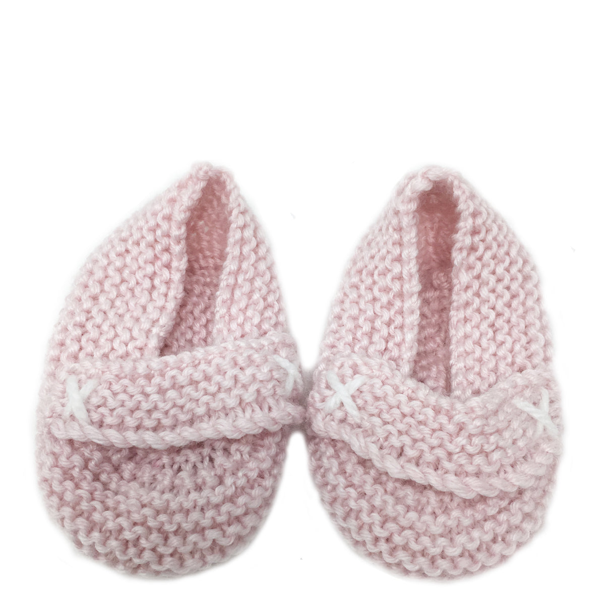 handknit baby booties - pink 0-3 months