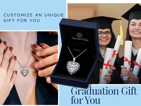 photo locket necklace with mortarboard