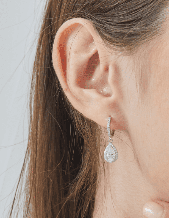 MomentWish Moissanite Pear Huggie Earrings