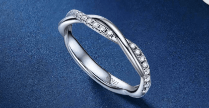 MomentWish Twisted Rope Eternity Moissanite Band Ring