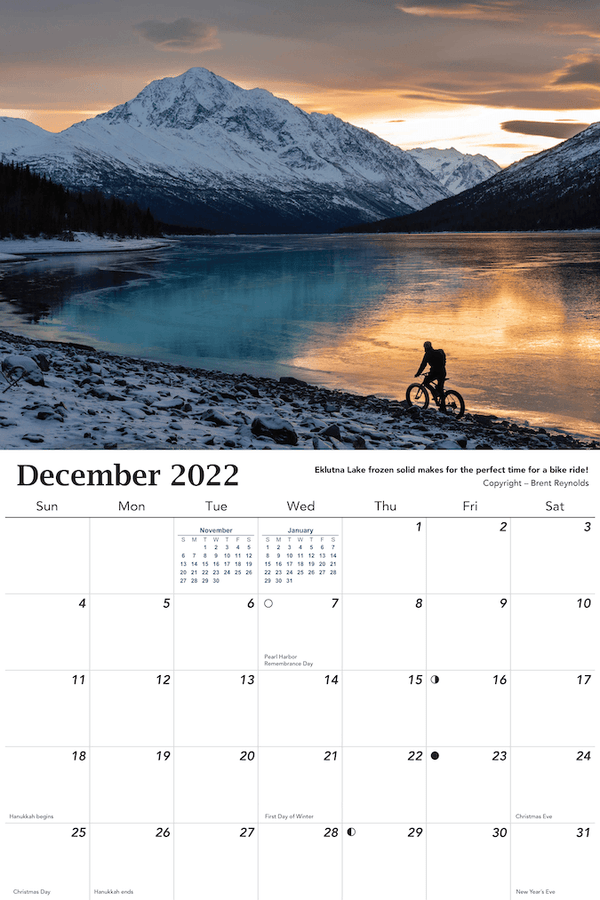 2022 Alaska Calendar | Scenic 9x12 Wall Hanging Alaska Calendar - The