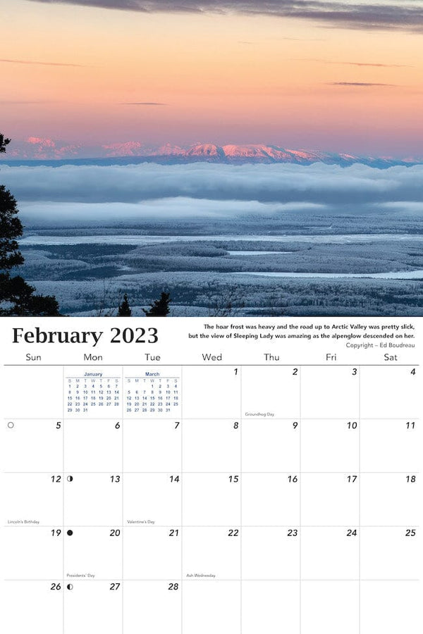 2023 Alaska Calendar | Scenic 9x12 Wall Hanging Alaska Calendar - The