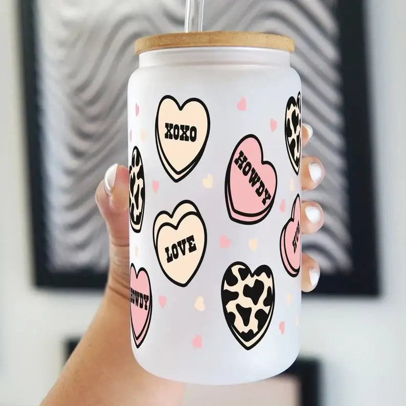 Western Valentine Cup With Lid and Straw