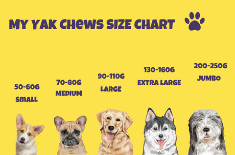 Yak Chews For Dogs Size Chart