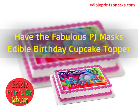PJ Masks edible birthday cupcake toppers