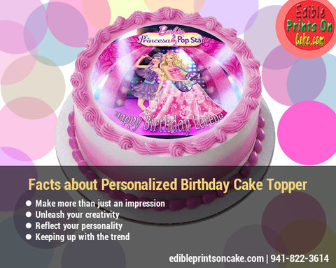 Barbie Princess and the Popstar round edible party cake topper cake image