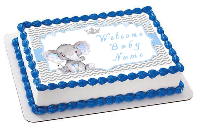 Mocsicka Boy Elephant Baby Shower Edible Cake Topper Cupcake Topper Edible Prints On Cake Epoc