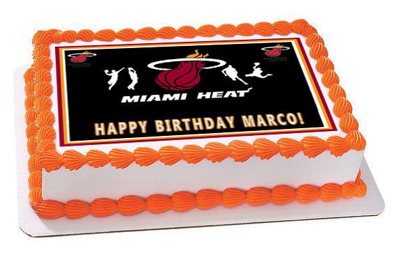 Miami Heat Edible Birthday Cake OR Cupcake Topper – Edible