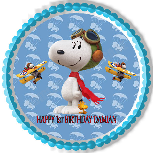 Snoopy Flying Ace Edible Cake Topper & Cupcake Toppers ...