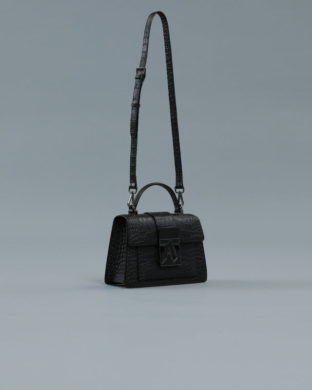 Picture of Croc Textured Handbag in Black