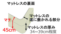 マチ45 マットレスの厚み39cm程度まで対応